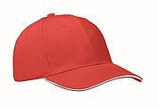 Šesťpanelová baseballová šiltovka, biela/červená