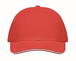 Šesťpanelová baseballová šiltovka, biela/červená