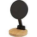 Skladací magnetický stojan na telefón z recyklovaného plastu s bambusovými detailmi, čierna