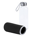Sklenená fľaša na pitie, 420 ml, čierny neoprénový rukáv