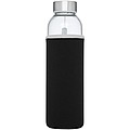 Sklenená fľaša na pitie, 500ml, s neoprénovým obalom, čierna