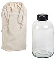 sklenená fľaša na pitie, 550 ml, s bavlneným vreckom
