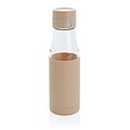 Sklenená fľaša na pitie 600ml so silikónovým obalom, hnedá