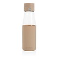 Sklenená fľaša na pitie 600ml so silikónovým obalom, hnedá