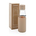Sklenená fľaša na pitie 600ml so silikónovým obalom, hnedá