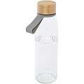 Sklenená fľaša na vodu 500 ml so silikónovou rukoväťou a bambusovým viečkom, sivá