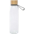 Sklenená fľaša na vodu 500 ml so silikónovou rukoväťou a bambusovým viečkom, sivá