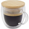 Sklenený hrnček 350 ml s bambusovým viečkom, priehľadný