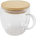 Sklenený hrnček 350 ml s bambusovým viečkom, priehľadný