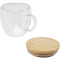Sklenený hrnček 350 ml s bambusovým viečkom, priehľadný