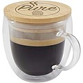 Sklenený hrnček 350 ml s bambusovým viečkom, priehľadný