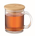 Sklenený hrnček s bambusovým viečkom, 300ml