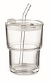 Sklenený pohár s slamkou 400ml, priehľadný