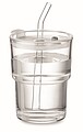 Sklenený pohár s slamkou 400ml, priehľadný