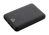 Slim powerbanka z recyklovaného ABS s batériou o kapacite 5 000 mAh, čierna