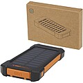 Solárna powerbanka z recyklovaného plastu s kapacitou 5000 mAh a výkonom 10 W, odolná, so zabudovanou svietidlom, čierna