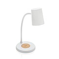 Stolná lampa Zenara s 15W bezdrôtovým nabíjaním z RCS plastu, biela