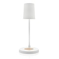 Stolná lampa Zenara s 15W bezdrôtovým nabíjaním z RCS plastu, biela