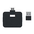 Štvorportový 2.0 USB rozdeľovač z ABS. Výstup: 2x typ A a 2x typ C. Vstup: typ C a typ A. Dĺžka kábla: 20 cm., čierna