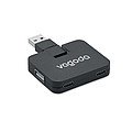 Štvorportový 2.0 USB rozdeľovač z ABS. Výstup: 2x typ A a 2x typ C. Vstup: typ C a typ A. Dĺžka kábla: 20 cm., čierna