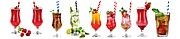 SUKURA Pruhované papierové slamky do nápojov, čierna