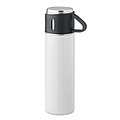 SUNA Termoska z nerezovej ocele s pohárom, 420 ml, biela