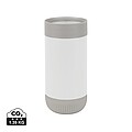 Termohrnček s push uzáverom z RCS recyklovanej nehrdzavejúcej ocele 350 ml, biela/sivá