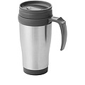 Termohrnček s uškom a objemom 0,35 l, strieborná, sivá