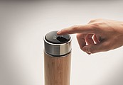 Termoska s teplomerom a bambusovým povrchom, 480 ml