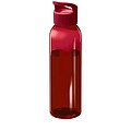 Transparentná fľaša na pitie, 650ml, recyklovaný plast, červená