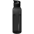 Transparentná fľaša na pitie, 650ml, recyklovaný plast, čierna