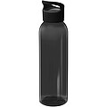 Transparentná fľaša na pitie, 650ml, recyklovaný plast, čierna