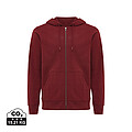 Unisex mikina na zips s kapucňou Iqoniq Abisko, vínovo červená, veľkosť XXS
