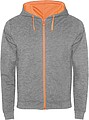 Unisex mikina ROLY FUJI, sivá melírovaná/oranžová, S