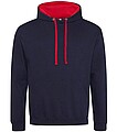 Unisex mikina s kapucňou AWDIS VARSITY HOODIE, tmavomodrá/červená, veľkosť XXL