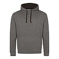 Unisex mikina s kapucňou AWDIS VARSITY HOODIE, tmavošedý melír/čierna, veľkosť XXL