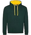 Unisex mikina s kapucňou AWDIS VARSITY HOODIE, tmavozelená/tmavožltá, veľkosť XXL