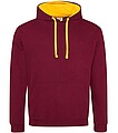 Unisex mikina s kapucňou AWDIS VARSITY HOODIE, vínová/tmavo žltá, veľkosť XXL