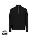 Unisex mikina so štvrťovým zipsom IQONIQ Elgon, veľkosť XXS, čierna