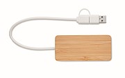 USB rozbočovač s bambusovým povrchom