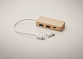USB rozbočovač s bambusovým povrchom