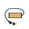 USB rozbočovač s duálnym vstupom Link z RCS plastu a bambusu, čierna