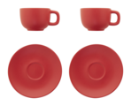 VANLION Sada 2 šálok a podšálok na cappuccino, červená