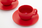 VANLION Sada 2 šálok a podšálok na cappuccino, červená