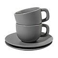VANLION Sada 2 šálok a podšálok na cappuccino, sivá