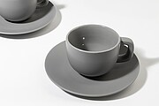 VANLION Sada 2 šálok a podšálok na cappuccino, sivá