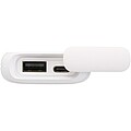 Vodoodolná powerbanka z recyklovaného plastu s karabínou, kapacita 5000 mAh, 12 W, biela