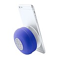 Vodotesný Bluetooth reproduktor s pogumovaným povrchom a veľkou prísavkou, modrá