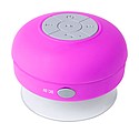 Vodotesný Bluetooth reproduktor s pogumovaným povrchom a veľkou prísavkou, ružová