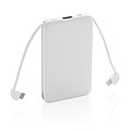 Vrecková powerbanka 5 000 mAh s integrovaným káblom, biela
